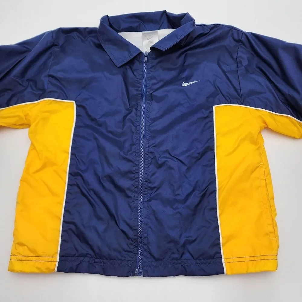 Nike‎ Kids Boys Size 7 Navy Yellow Windbreaker Jacket